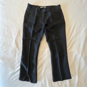Madame à Paris Black Linen Ankle 3/4 Cuffed Trousers Mid-Rise Pants Women’s Sz 6
